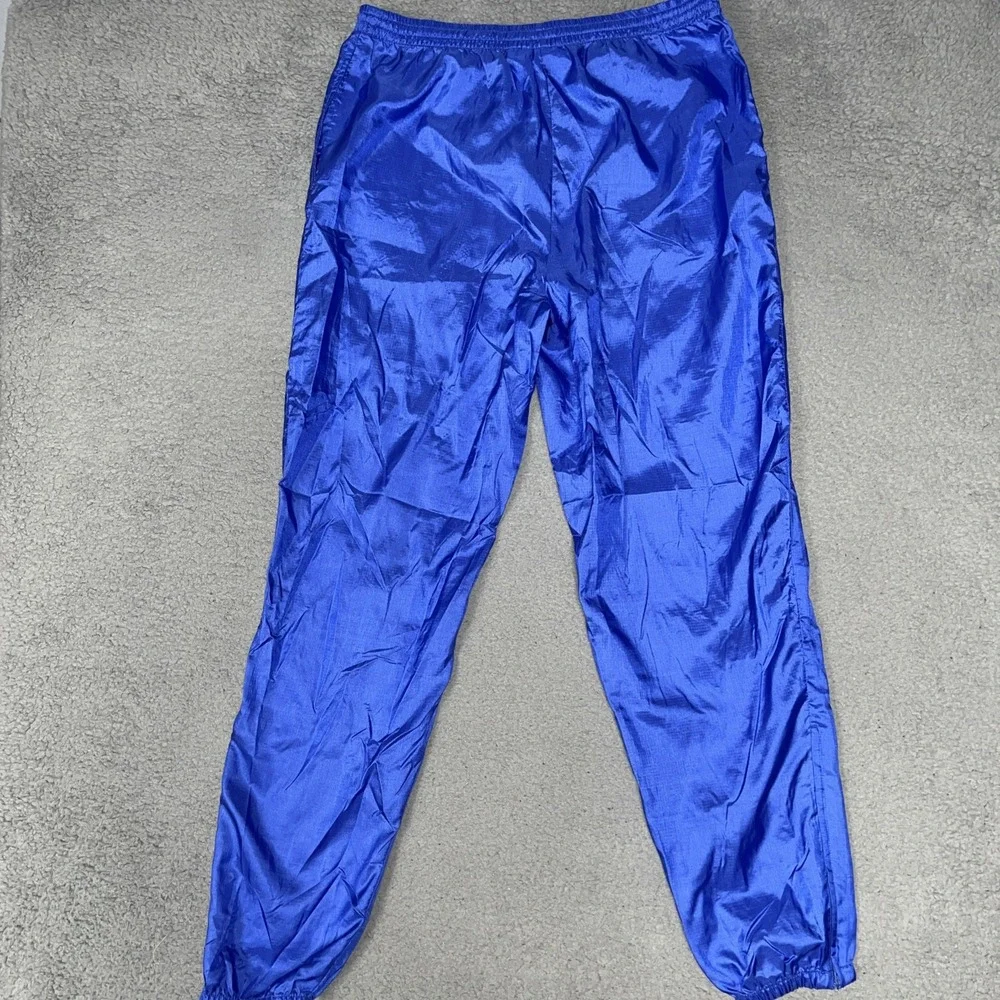 VTG Nike Windbreaker Track Pants Youth Sz L (14) Blue Ankle Zip Nylon Jogger 90s